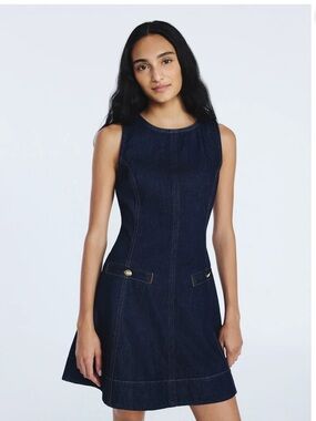 Sleeveless Dark Indigo Denim Mini Dress
